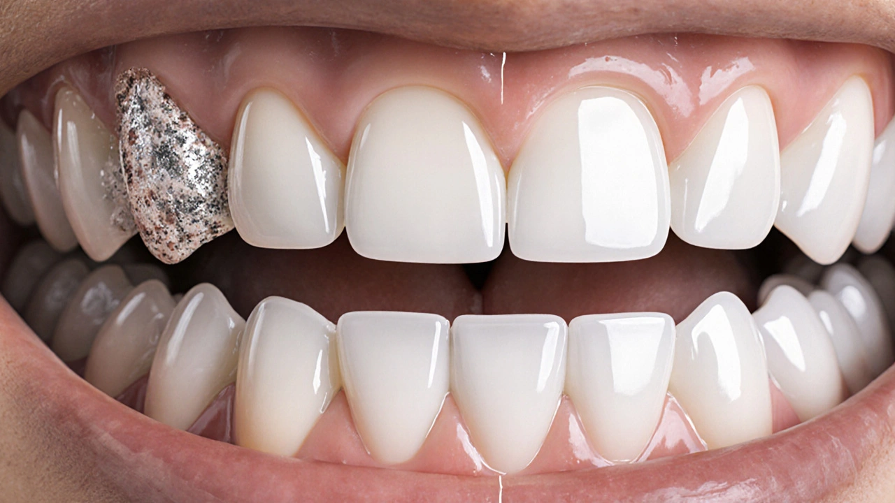 Keramické fazety s náležitostí na dásních vedle čistých fazet – porovnání zánětu a prevence.