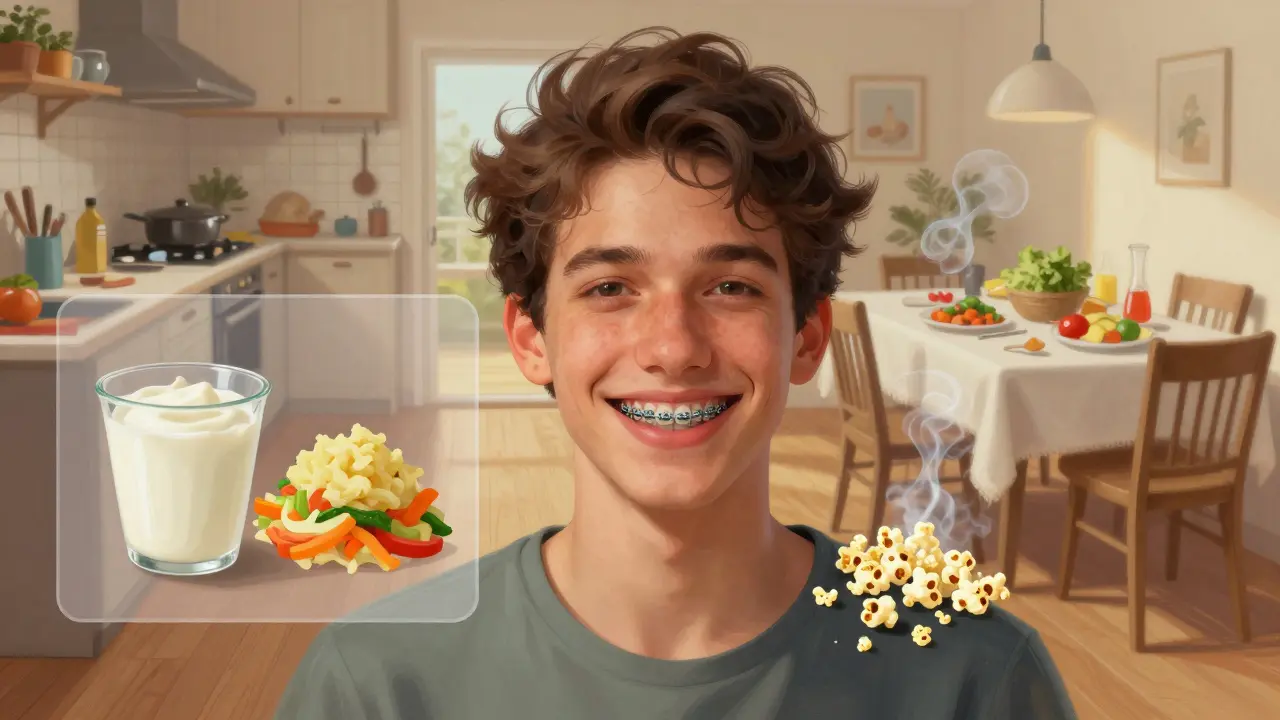 Osoba se usmívá po sundání rovnátek, transparentní přehled minulé stravy a zdravější životní styl.