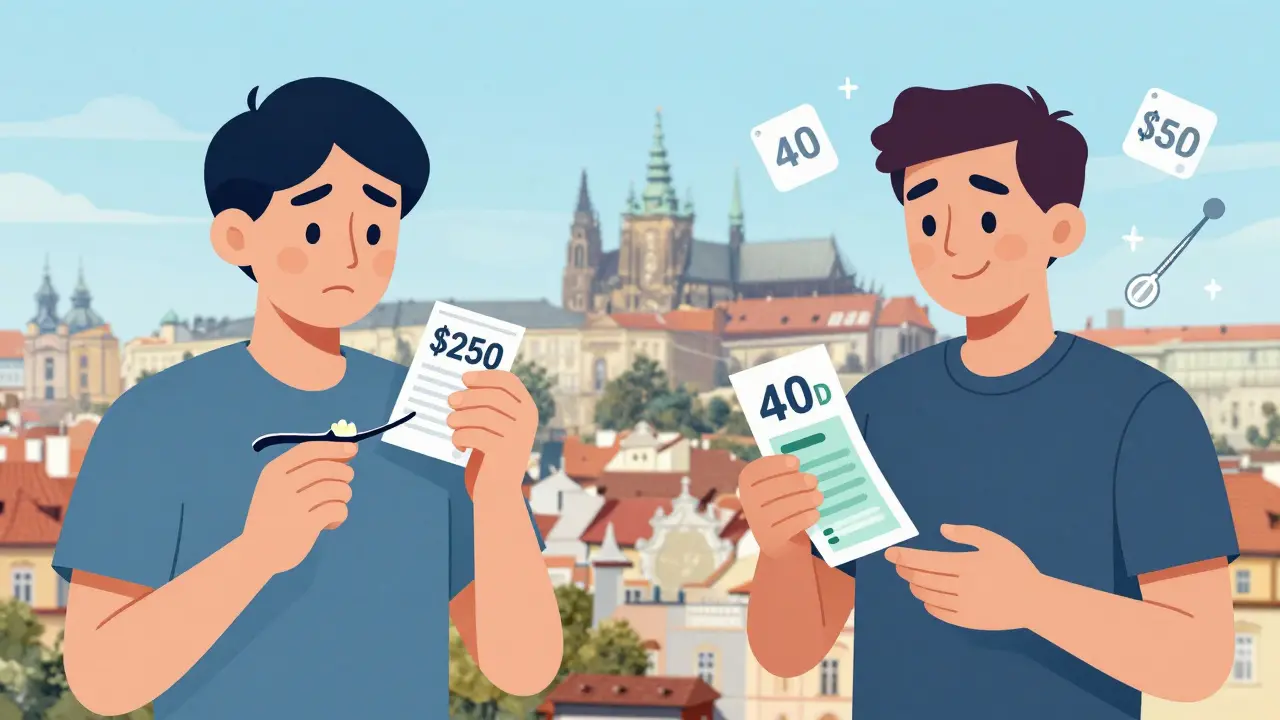 Side-by-side comparison of dental costs in the USA and Czechia.