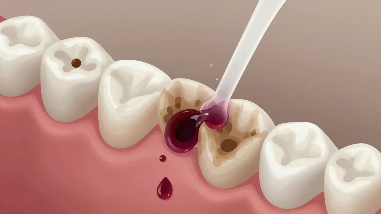 Keramické rovnátko vystavené barvivům z čaje, kávy a červeného vína, která jsou odstraňována průtokem vody.