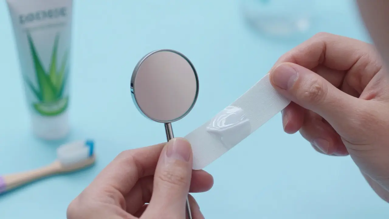 Přesná aplikace bělicích pásek pouze na zuby pomocí zrcadla