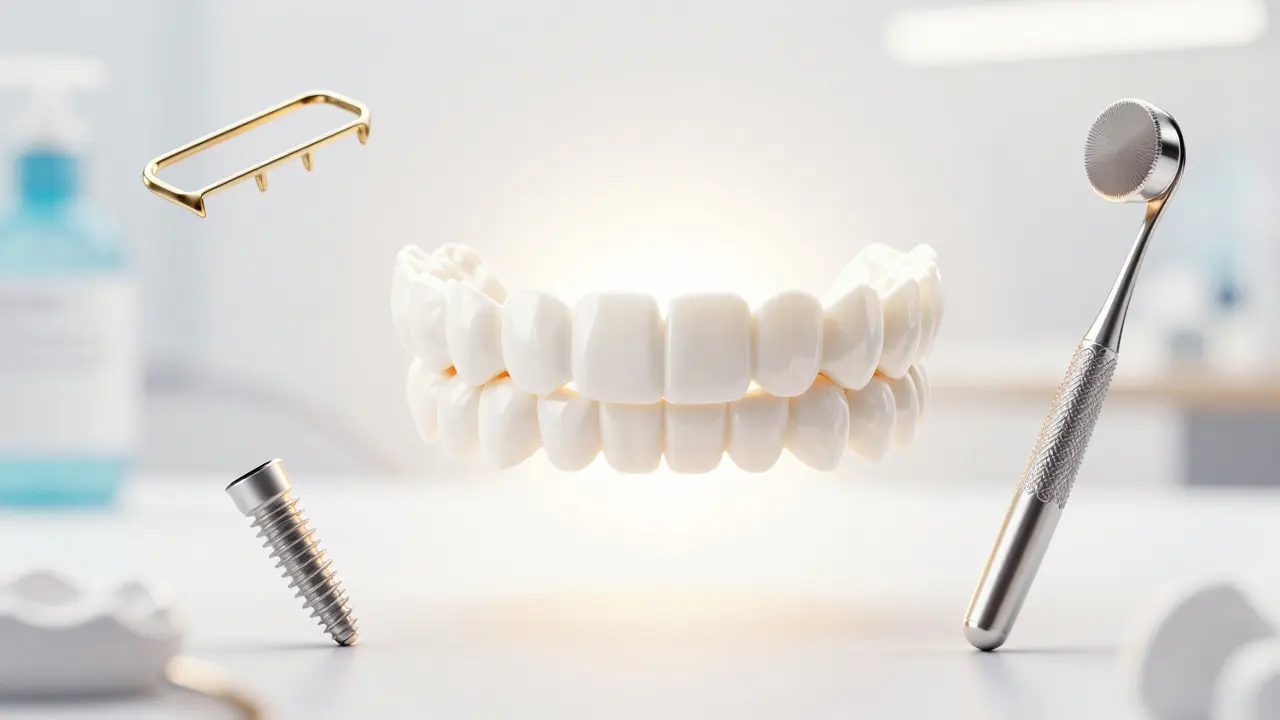 Konzepční obraz reprezentující komplexní stomatologickou péči a zdravý úsměv.