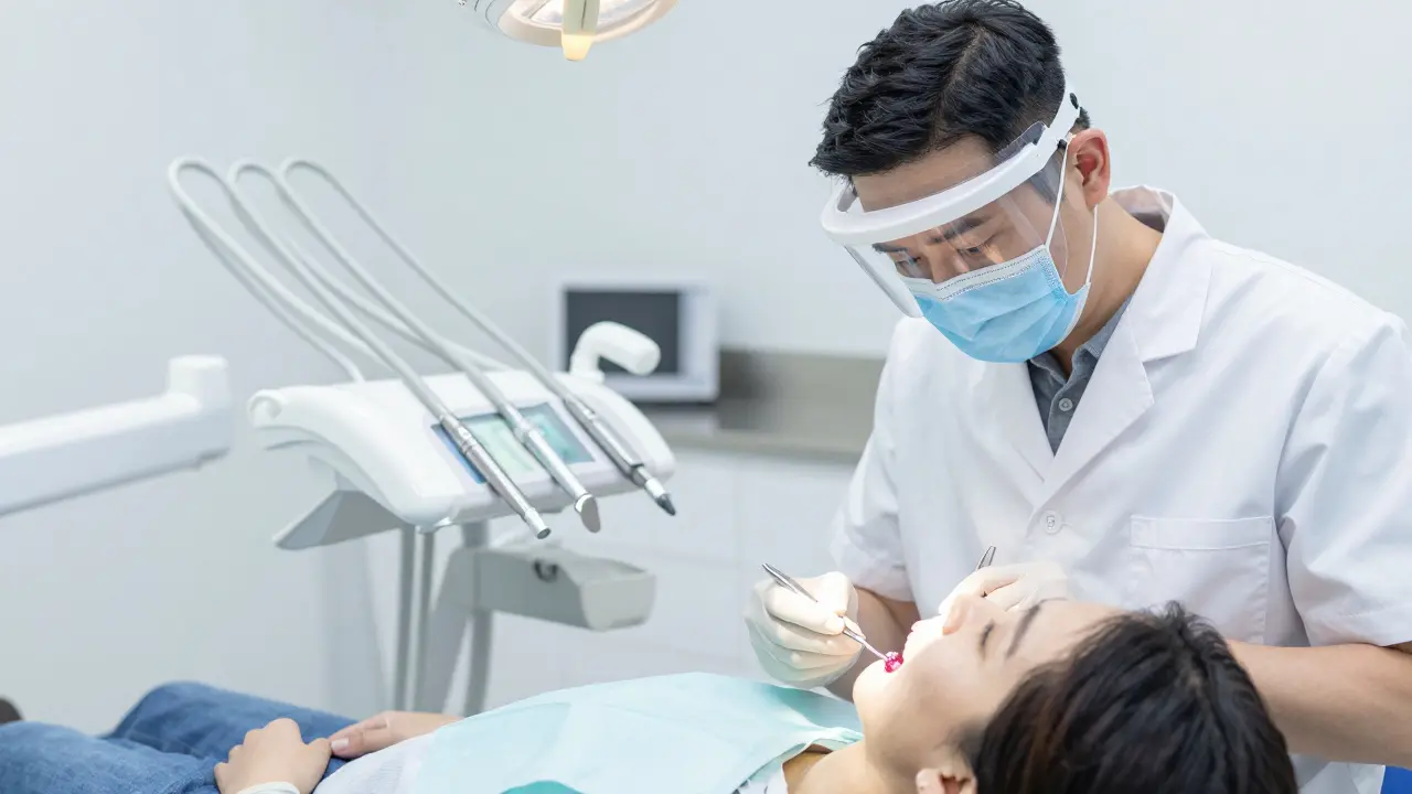 Zubní lékař připravuje nástroje na endodontickou léčbu