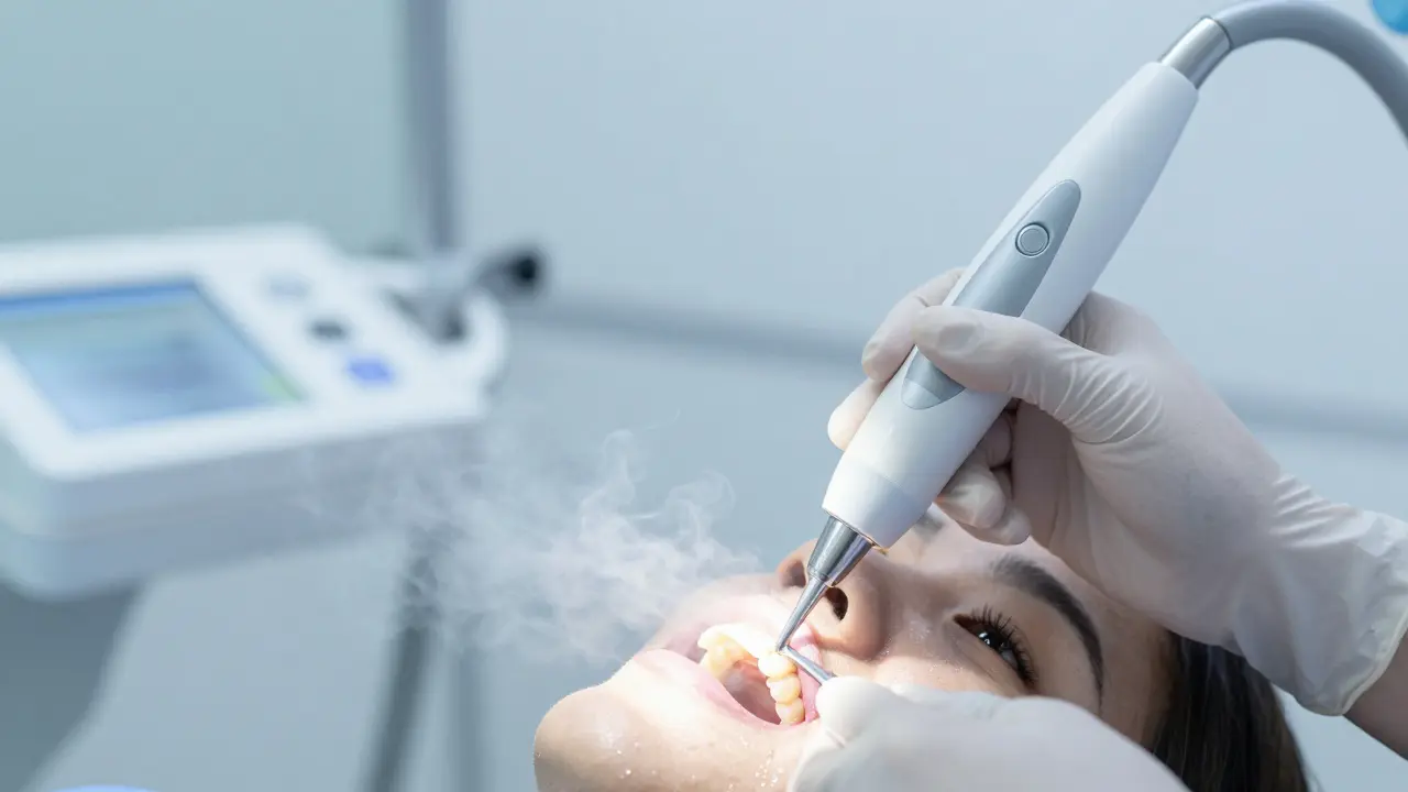 Odstraňování kamene ultrazvukem u dentálního hygienika
