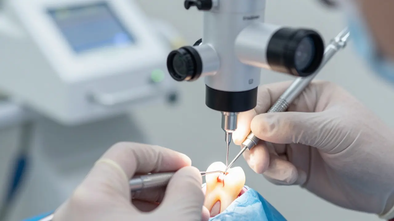 Endodontické ošetření pod mikroskopem: čištění kořenového kanálku