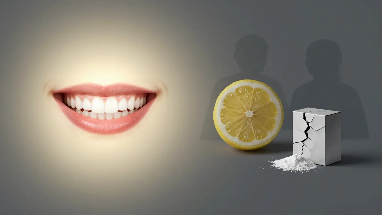 Kontrast mezi bezpečným bělením a škodlivými mýty jako citron