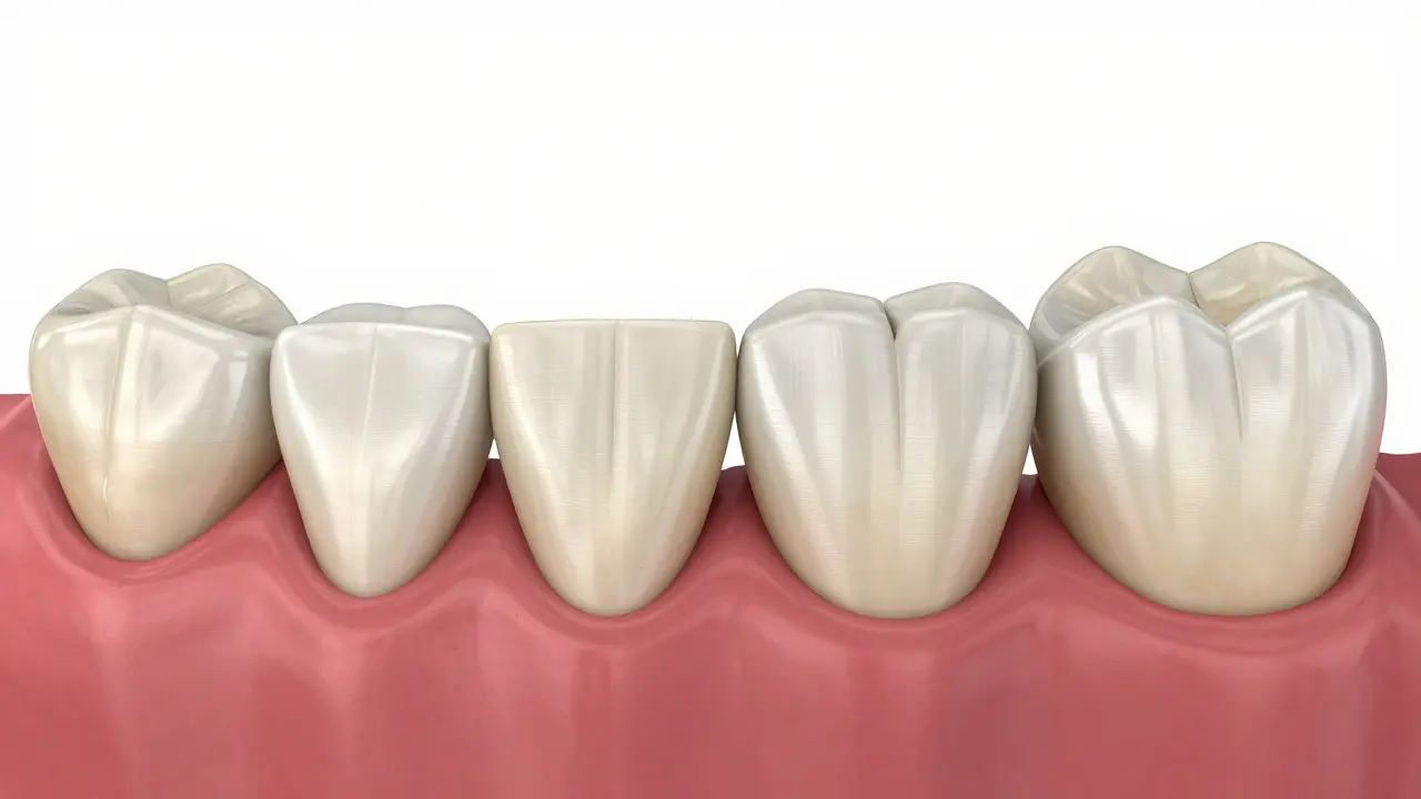 Anatomické rozdělení zubů na řezáky, špiňáky a stoličky