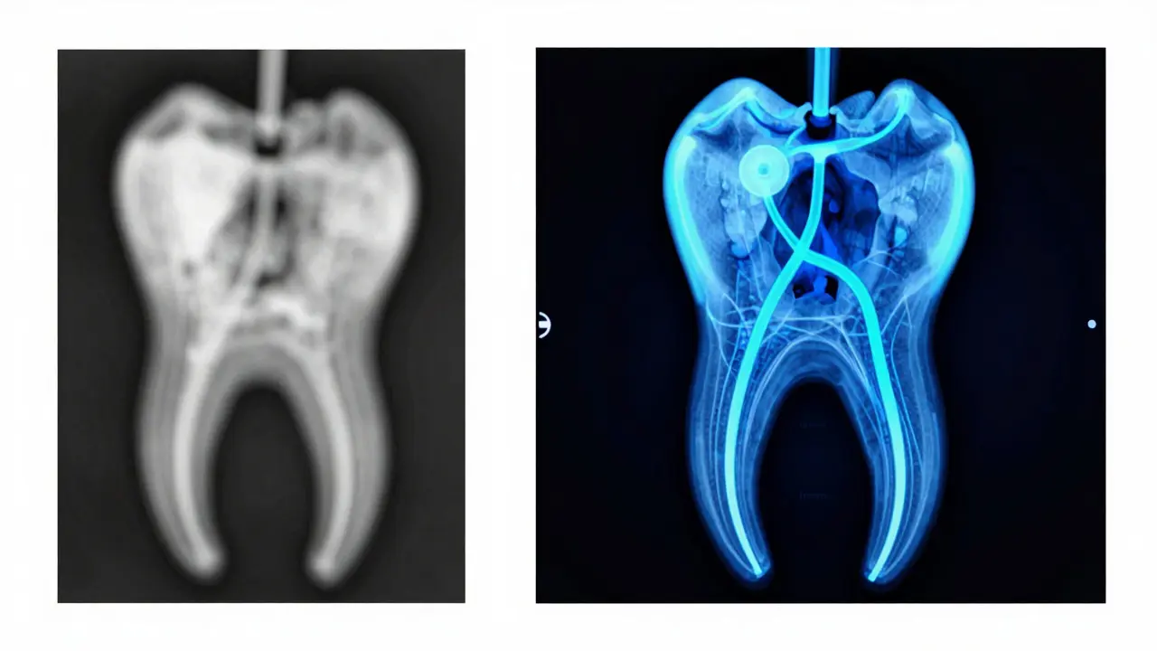 Porovnání tradičního rentgenu a moderního 3D skenu zubu